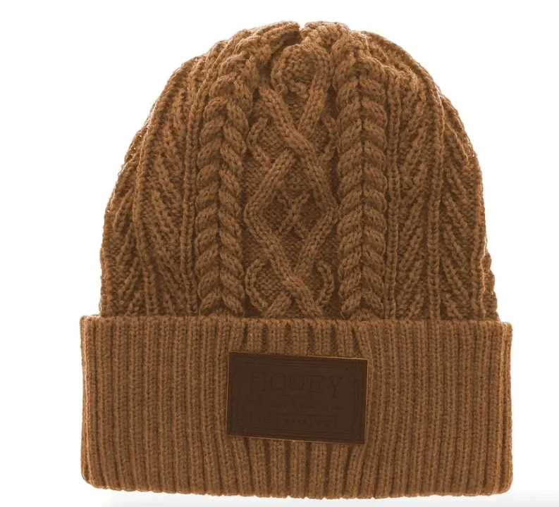 Hooey Women's Beanie Tan Brown Leather Mercantile Patch 2052TN