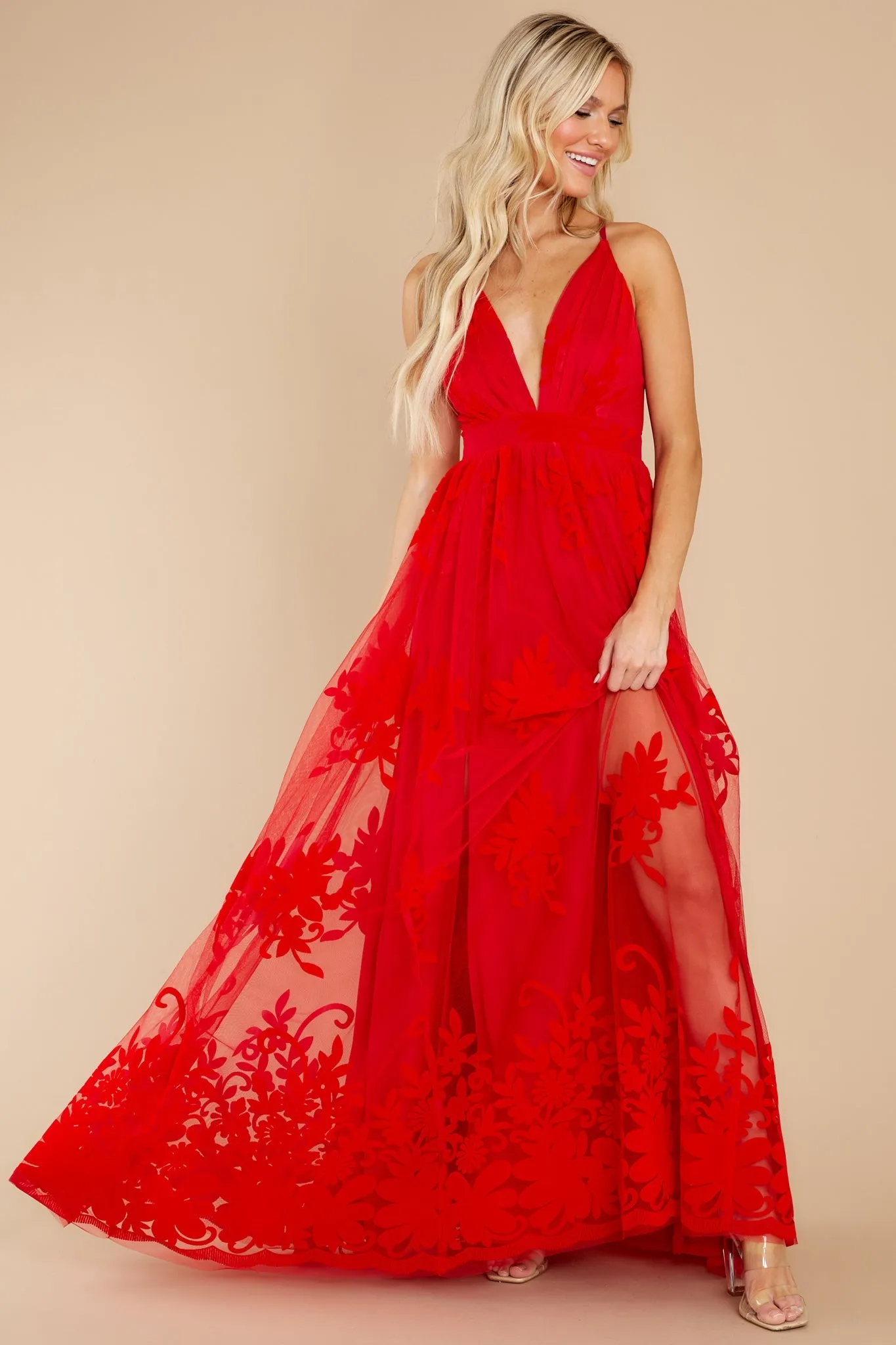 In Any Event Red Maxi Dress