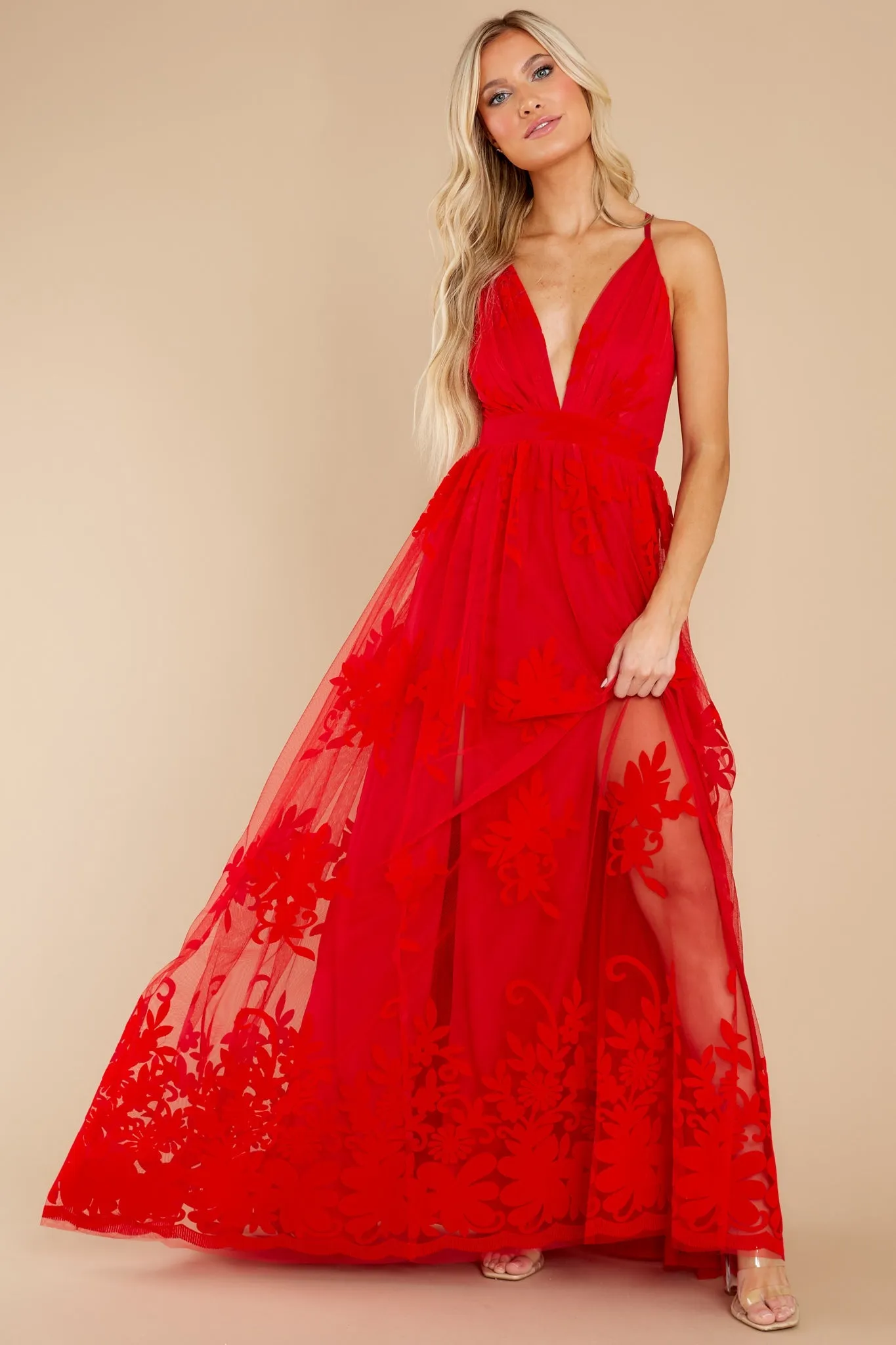 In Any Event Red Maxi Dress