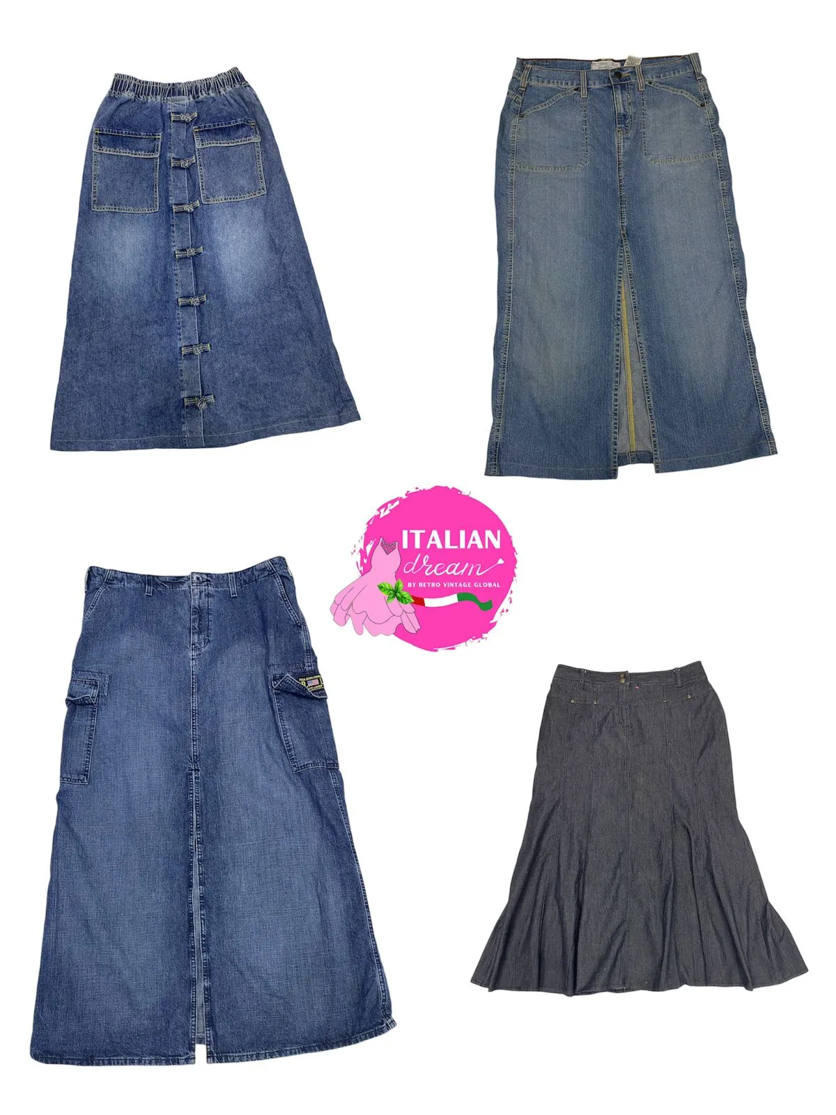 In Trend Denim Maxi Y2K Skirts Mix