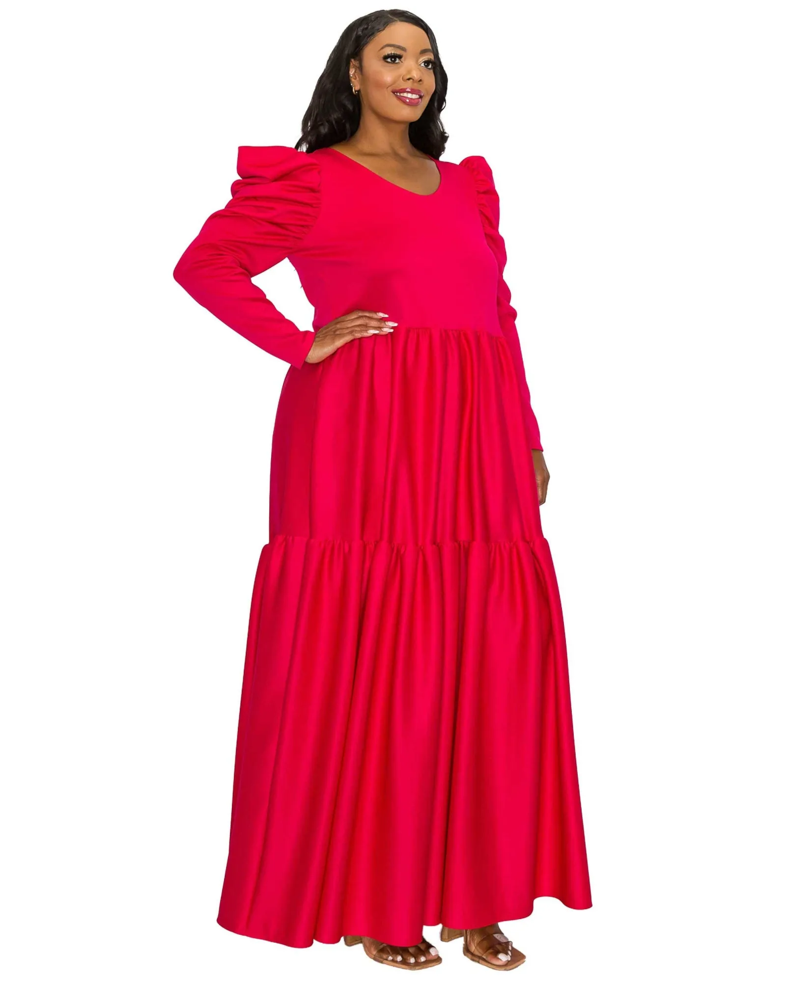 Isabel Tiered Maxi Dress | Fuchsia