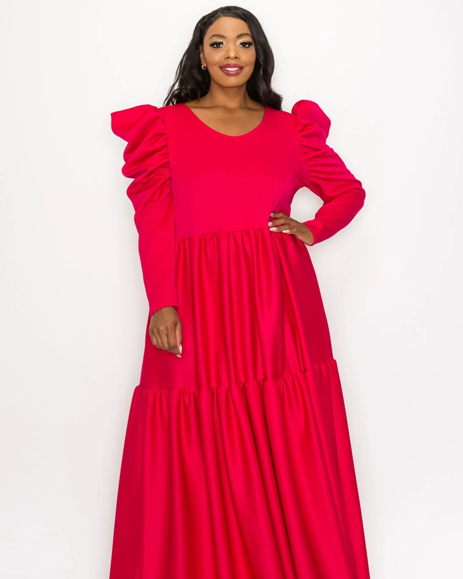 Isabel Tiered Maxi Dress | Fuchsia