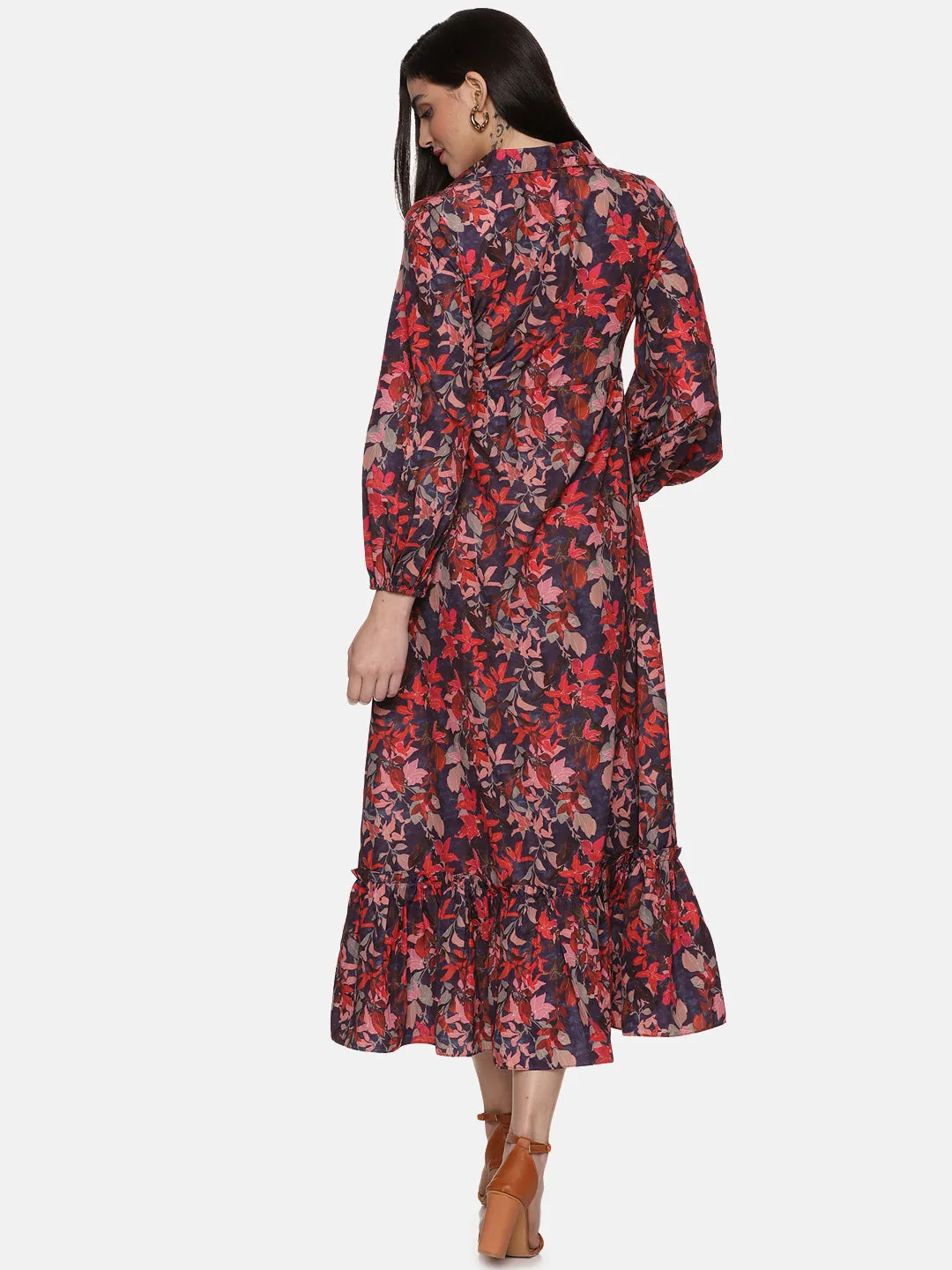 IS.U Floral Blue Button Down Maxi Dress