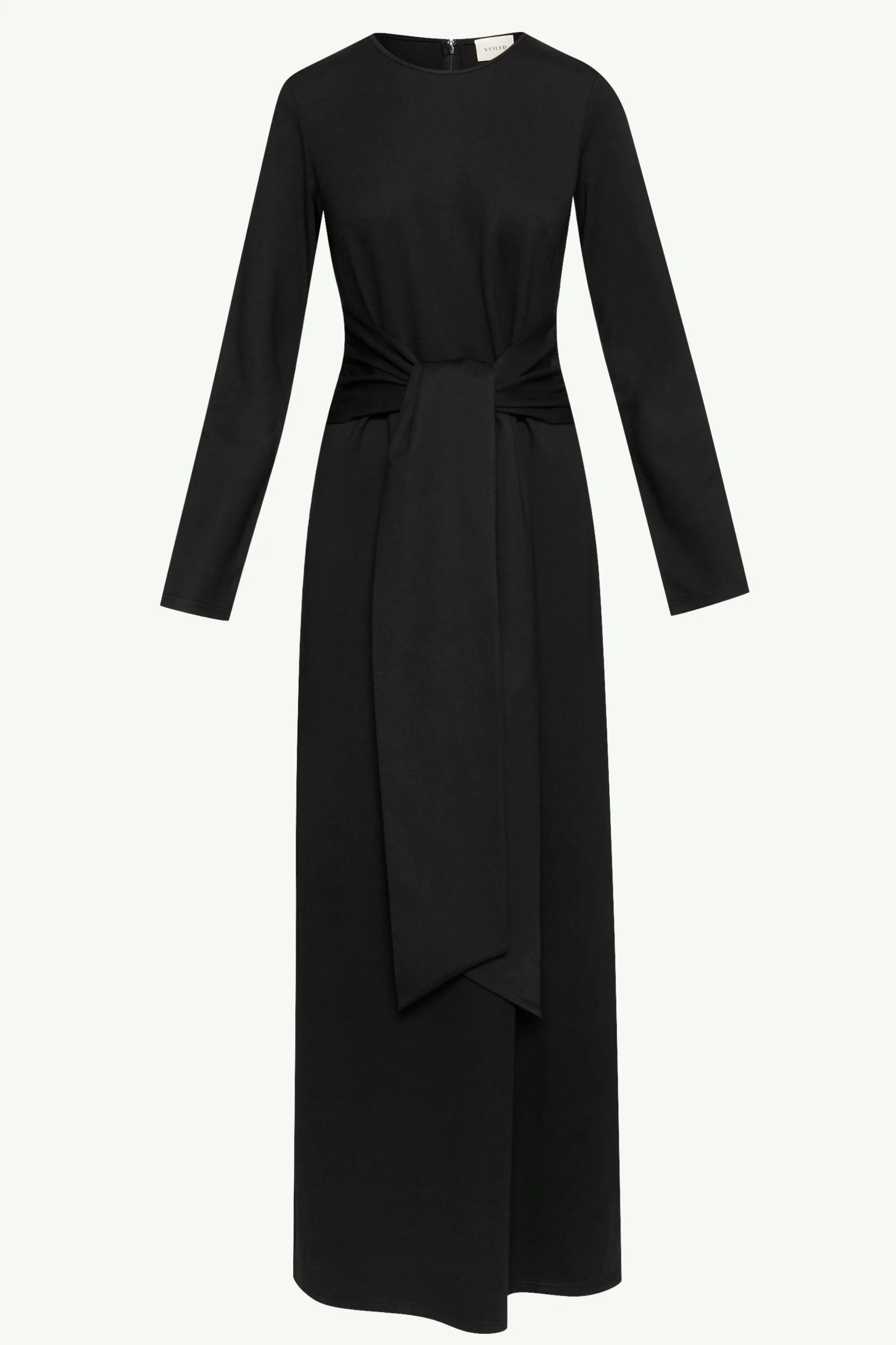 Jersey Tie Front Maxi Dress - Black