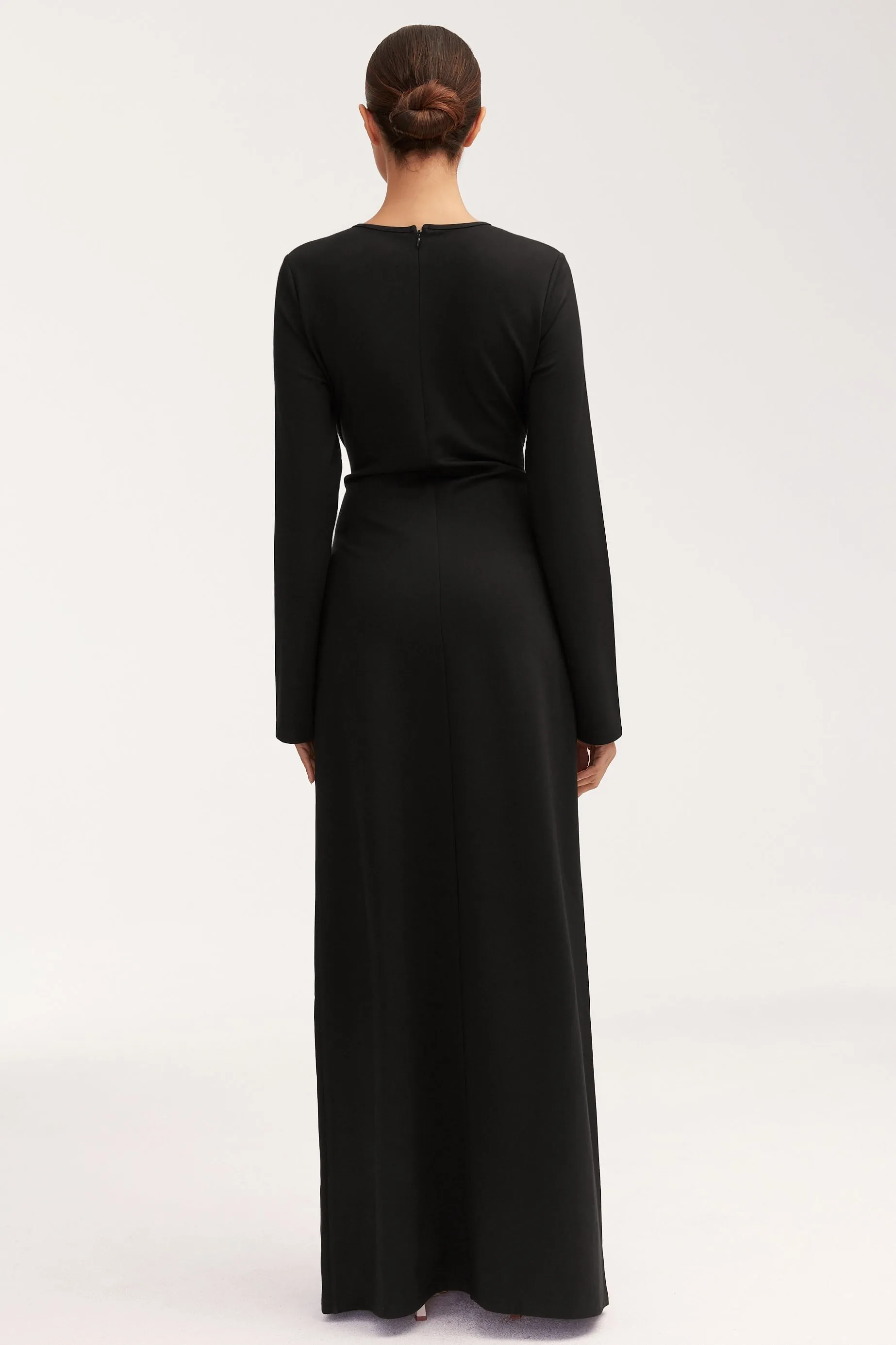 Jersey Tie Front Maxi Dress - Black