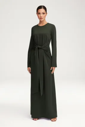 Jersey Tie Front Maxi Dress - Dark Cactus