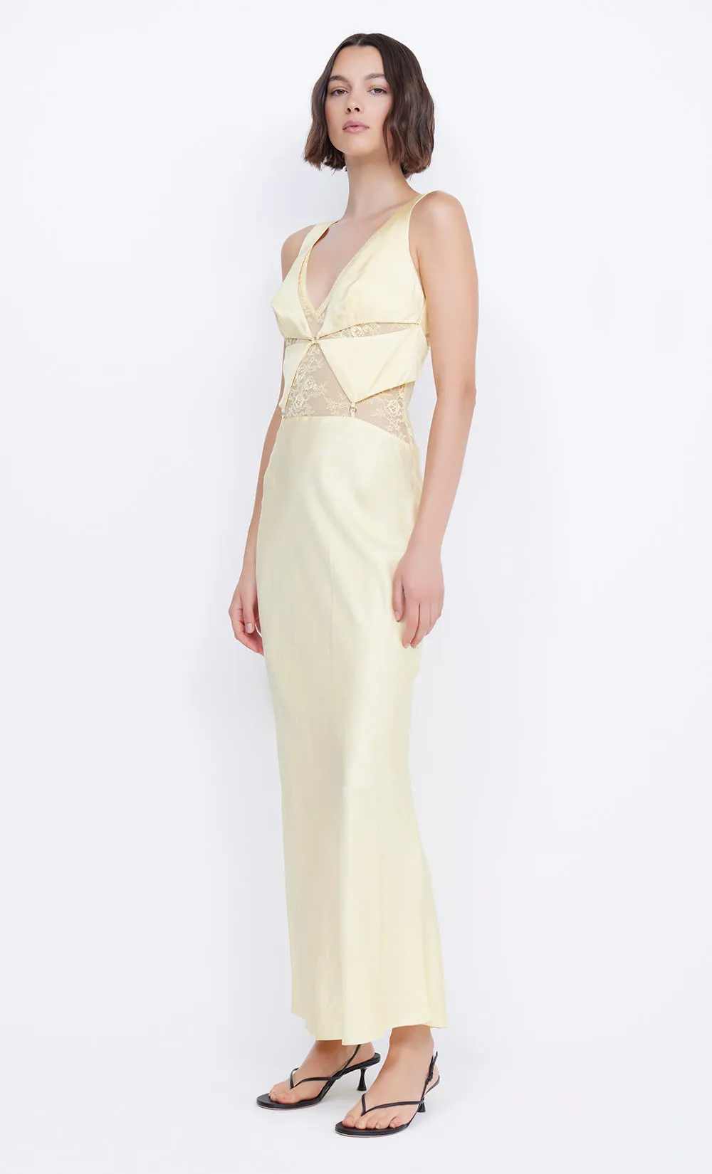 JULIETTE V NECK MAXI DRESS - BUTTER YELLOW