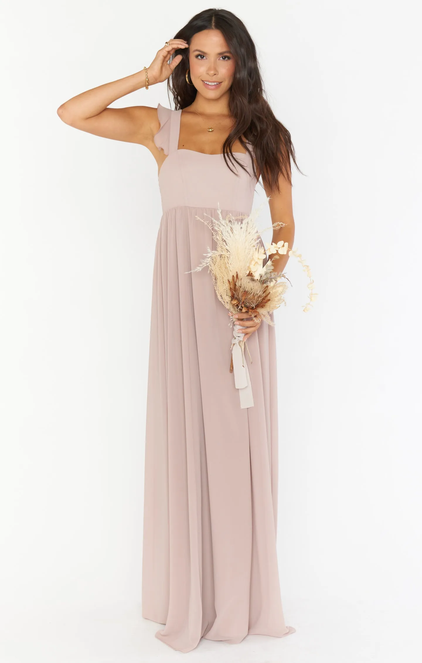 June Maxi Dress ~ Soft Beige Chiffon