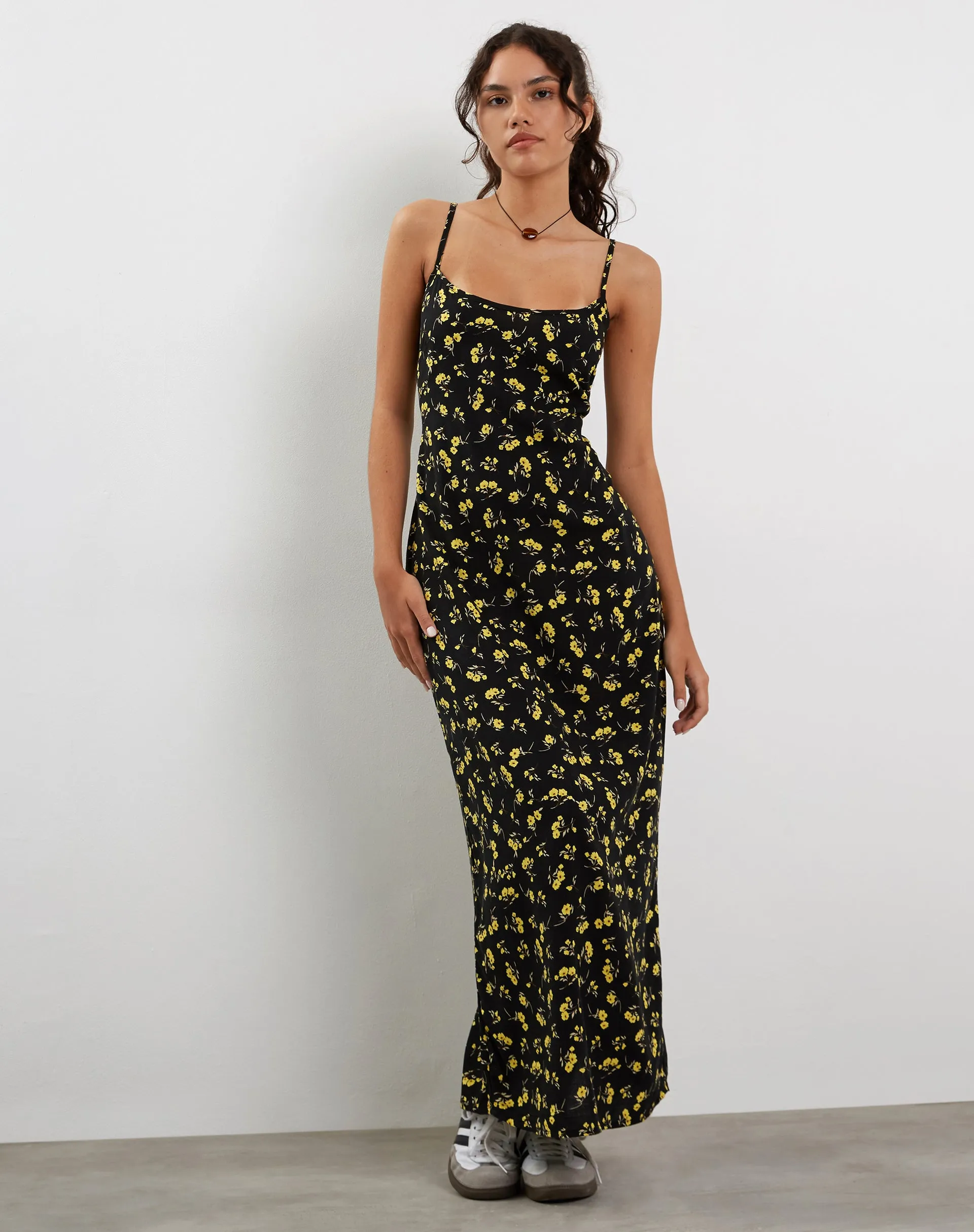 Kafka Maxi Dress in Buttercup Black and Yellow