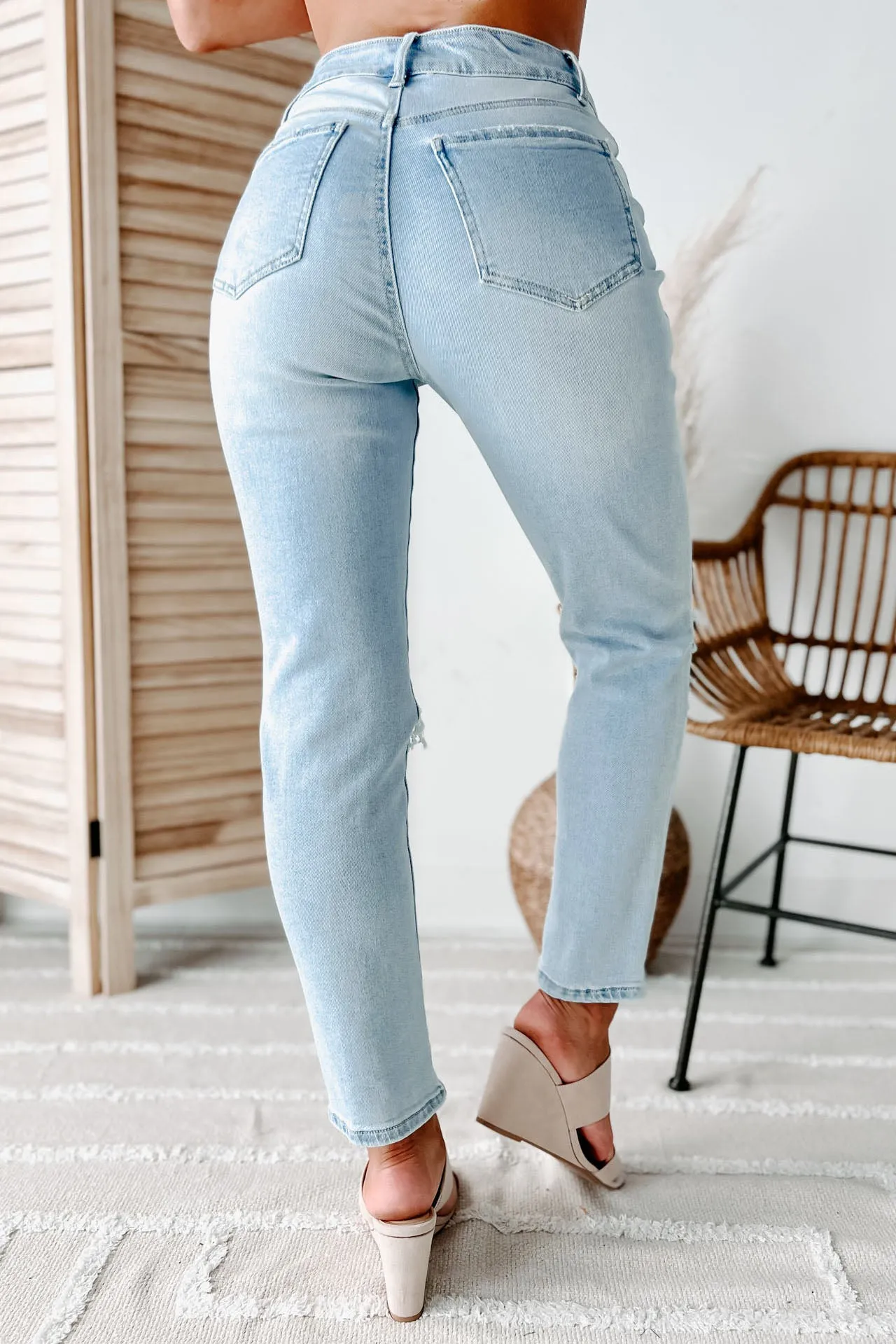 Karol High Rise Distressed Mom Jeans (Light)