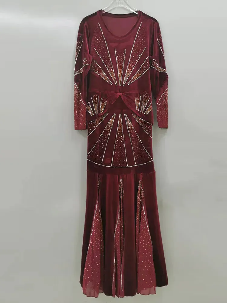 Kay- the 1930s Inspired Art Deco Velvet Gown 3 Colors Plus Size