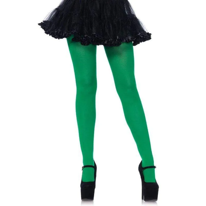 Kelly Green Nylon Tights - OS