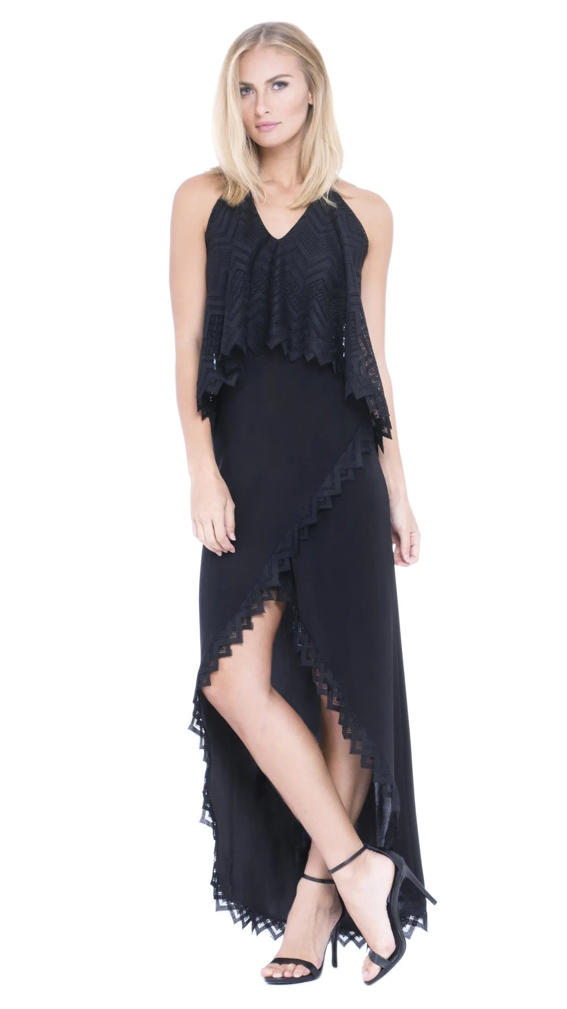 Kelsa Chevron Lace Maxi Dress