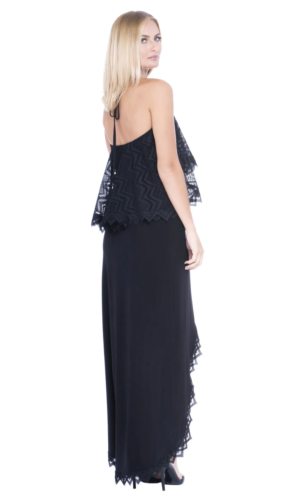 Kelsa Chevron Lace Maxi Dress