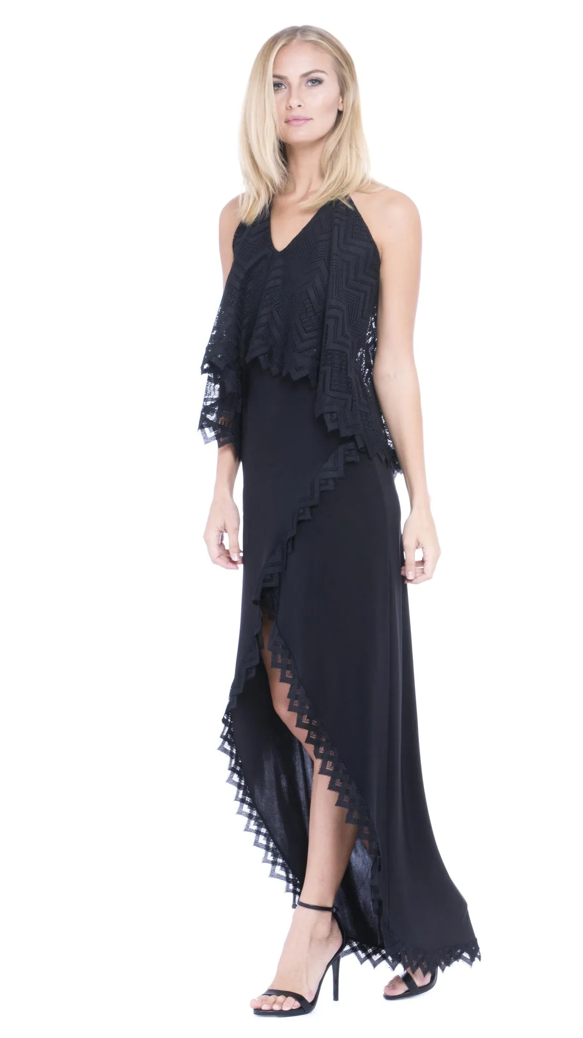 Kelsa Chevron Lace Maxi Dress