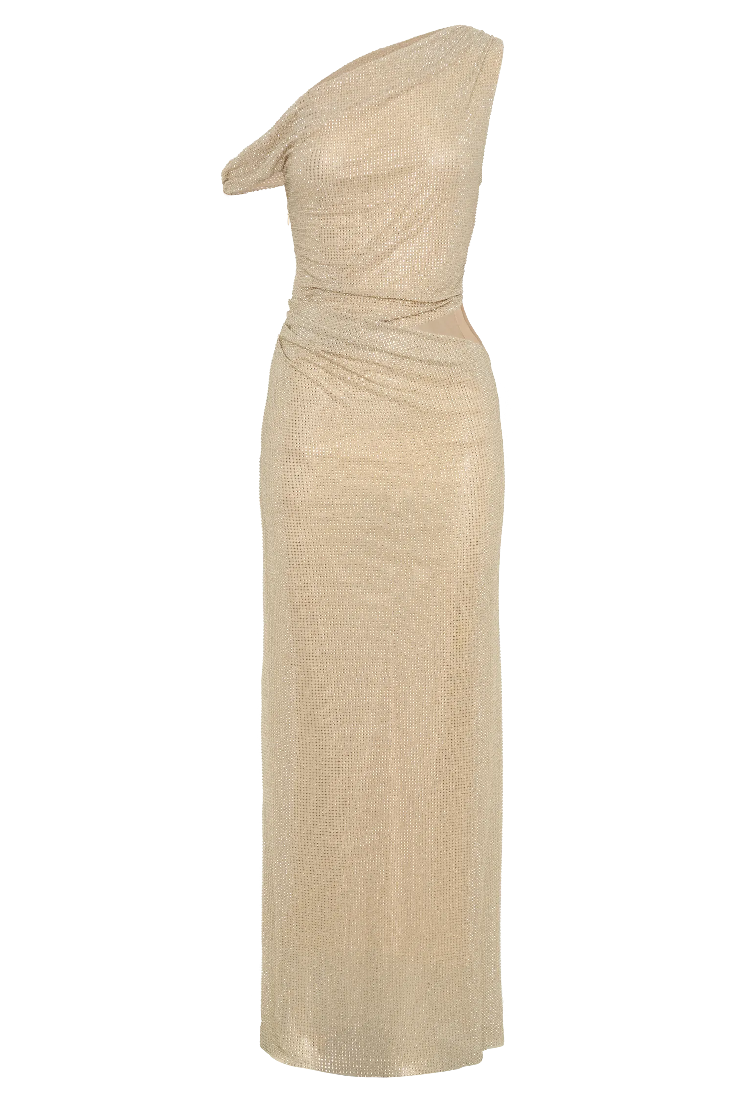 Kenny Diamante One Shoulder Maxi Dress - Gold