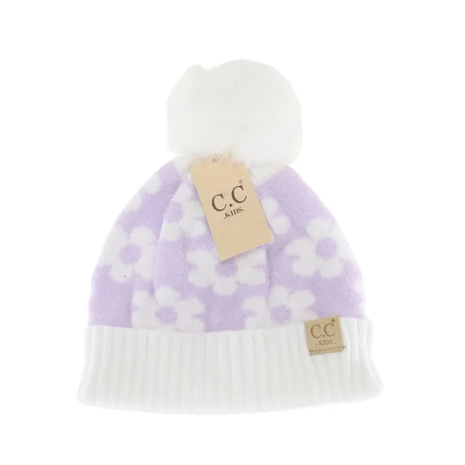 Kids Daisy Pom Beanie