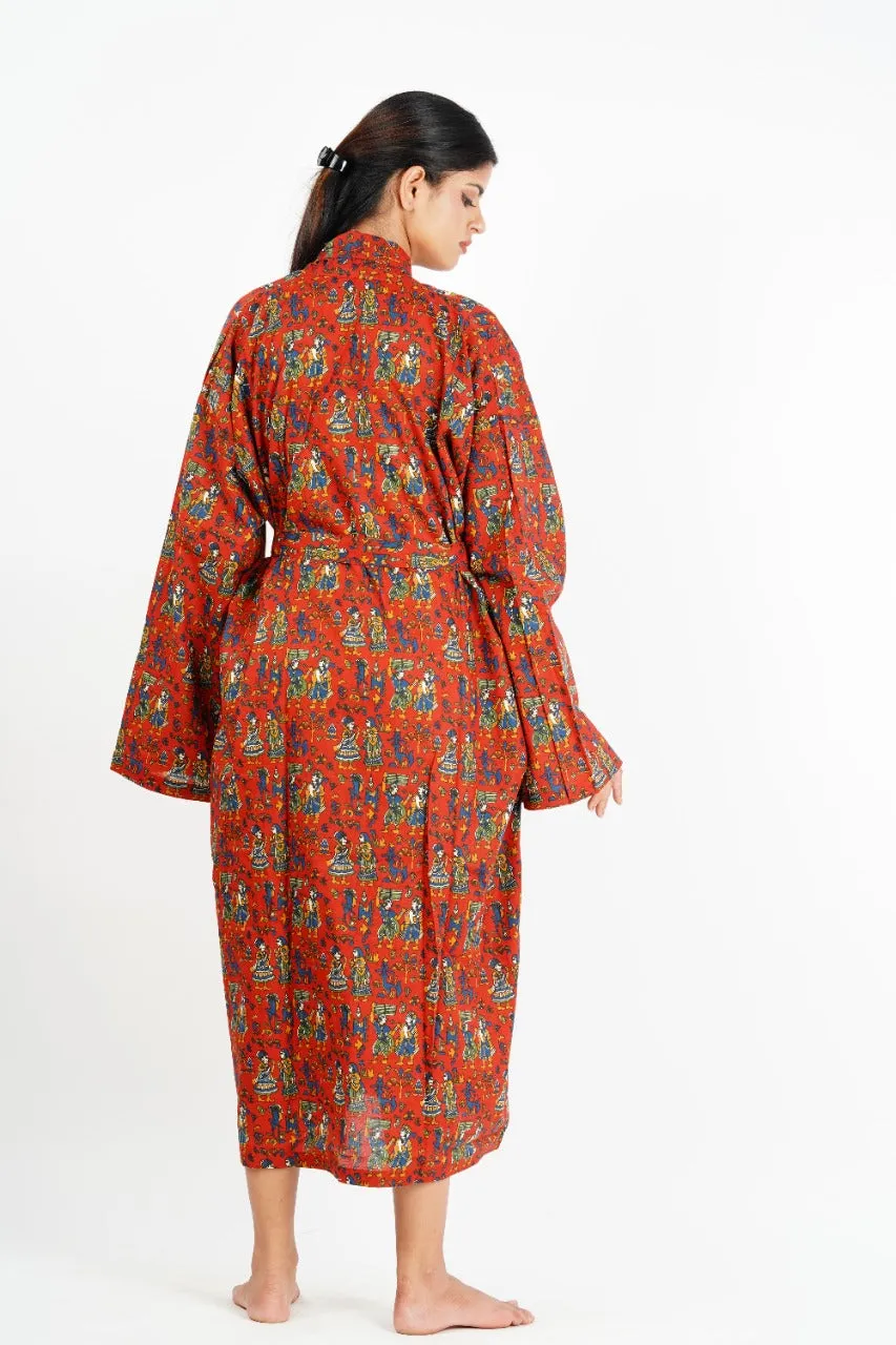 Kimono Bath Robes/ Night Suit Red Folklore Red