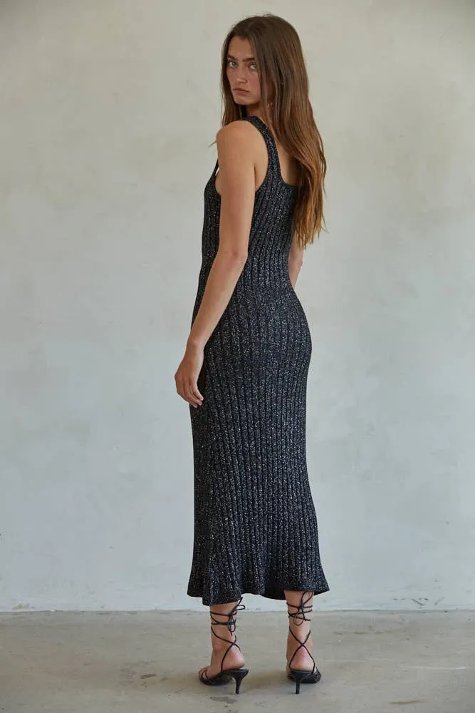 Knit Sweater Ribbed Sleeveless Midi Dress