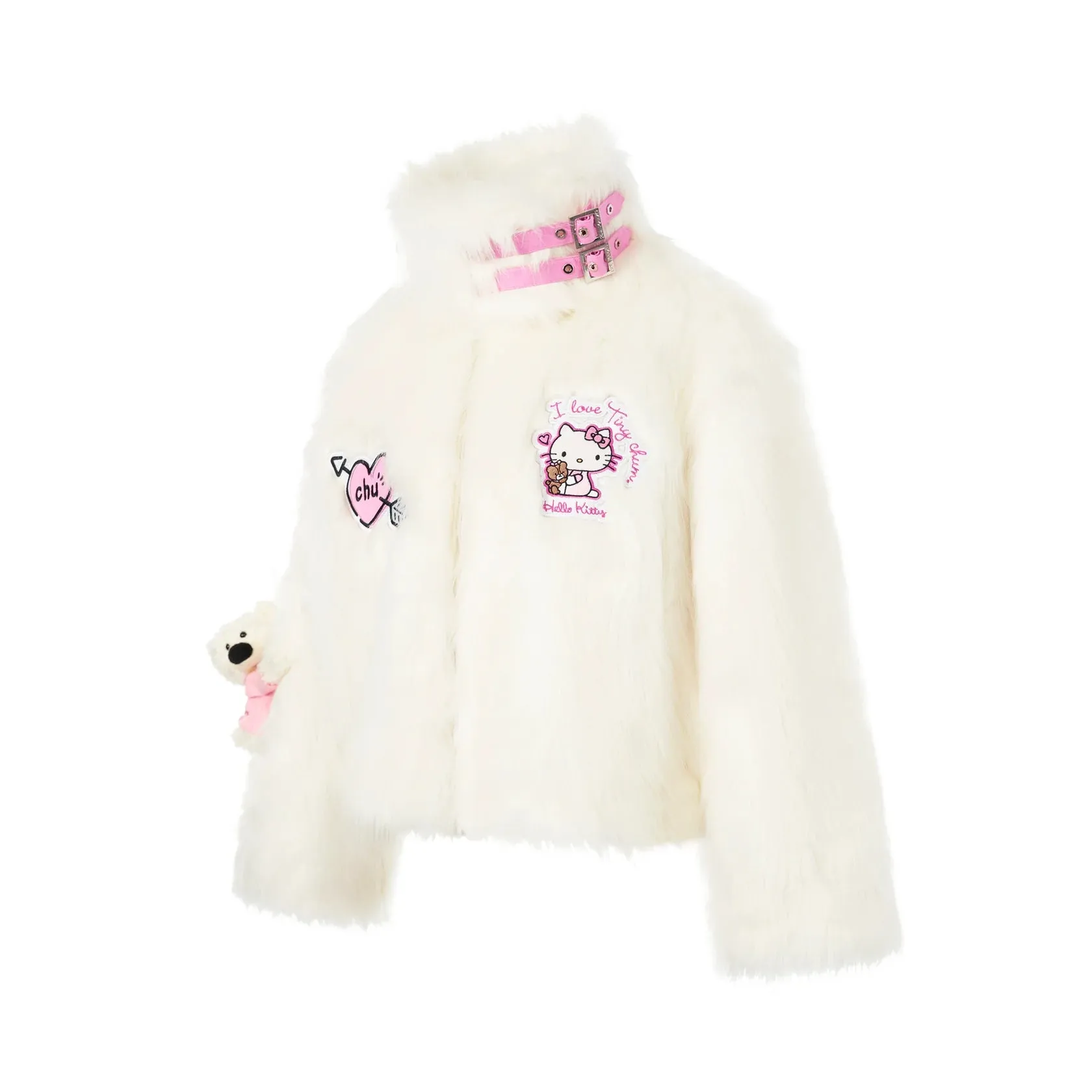 Kuromi Bear Artificial Mink Coat in White