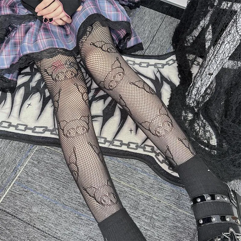 Kuromi core fishnet tights