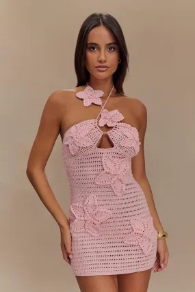 Kyla Floral Crochet Mini Dress - Pink