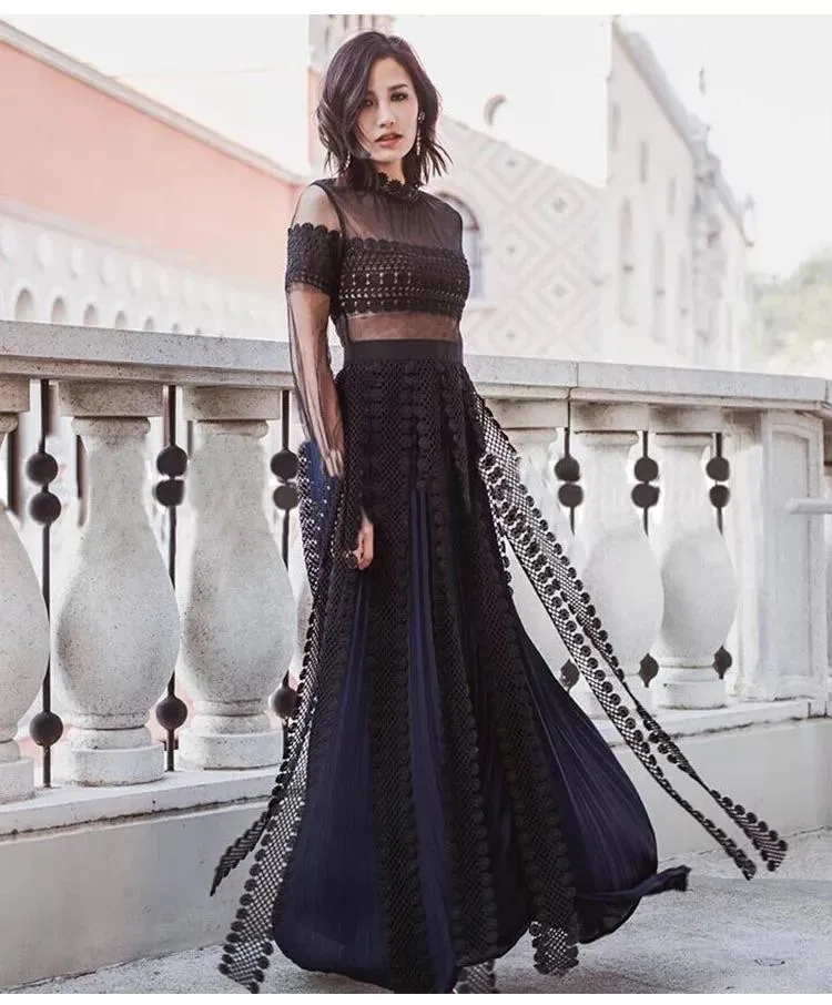 Lace Patchwork Maxi Dress