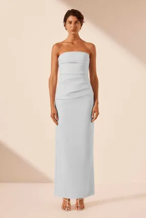 LANI STRAPLESS DRAPED MAXI DRESS - SKY