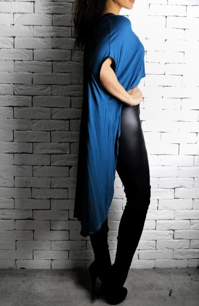 Leather V Cape - Cobalt