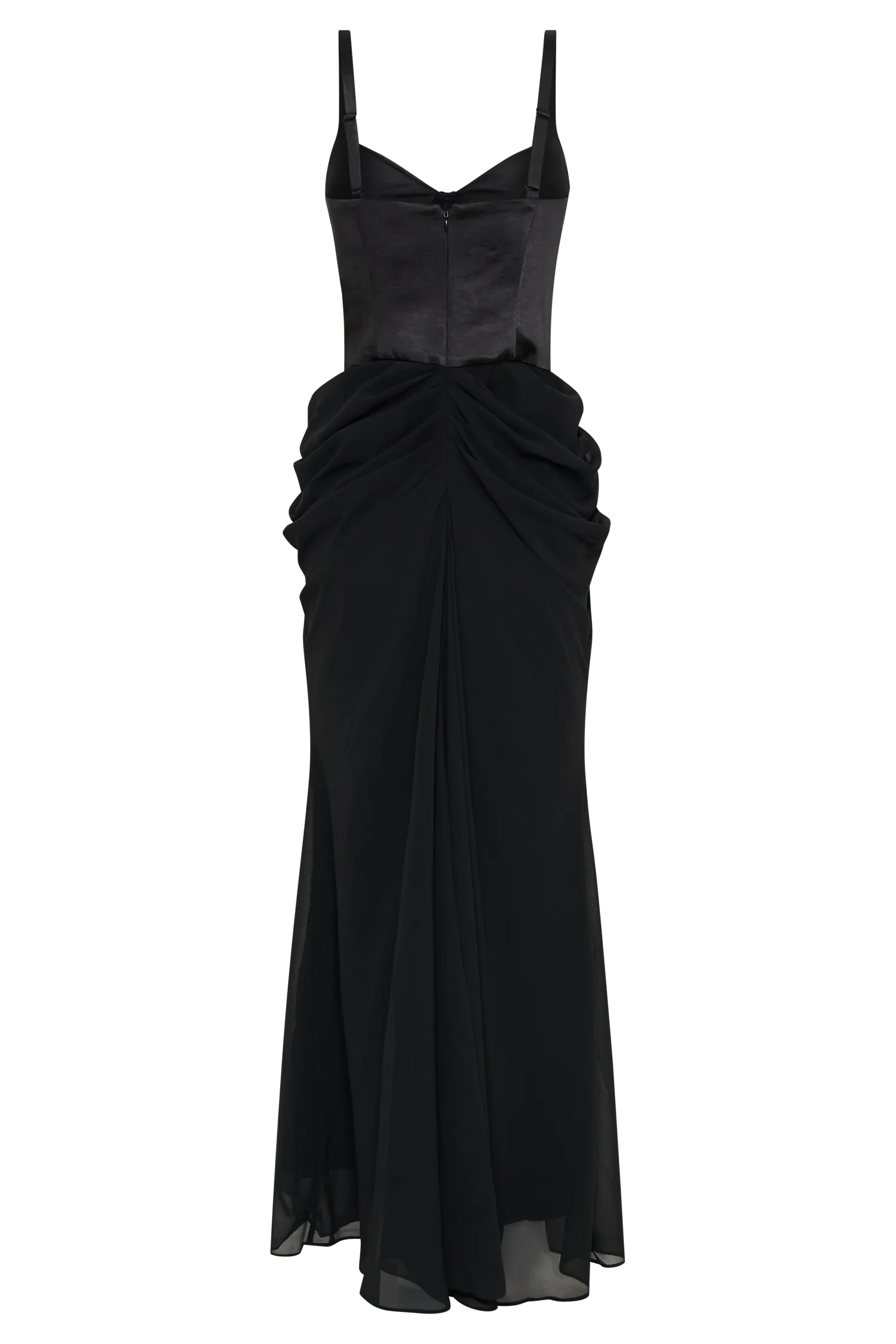 Leila Satin Corset Maxi Dress - Black