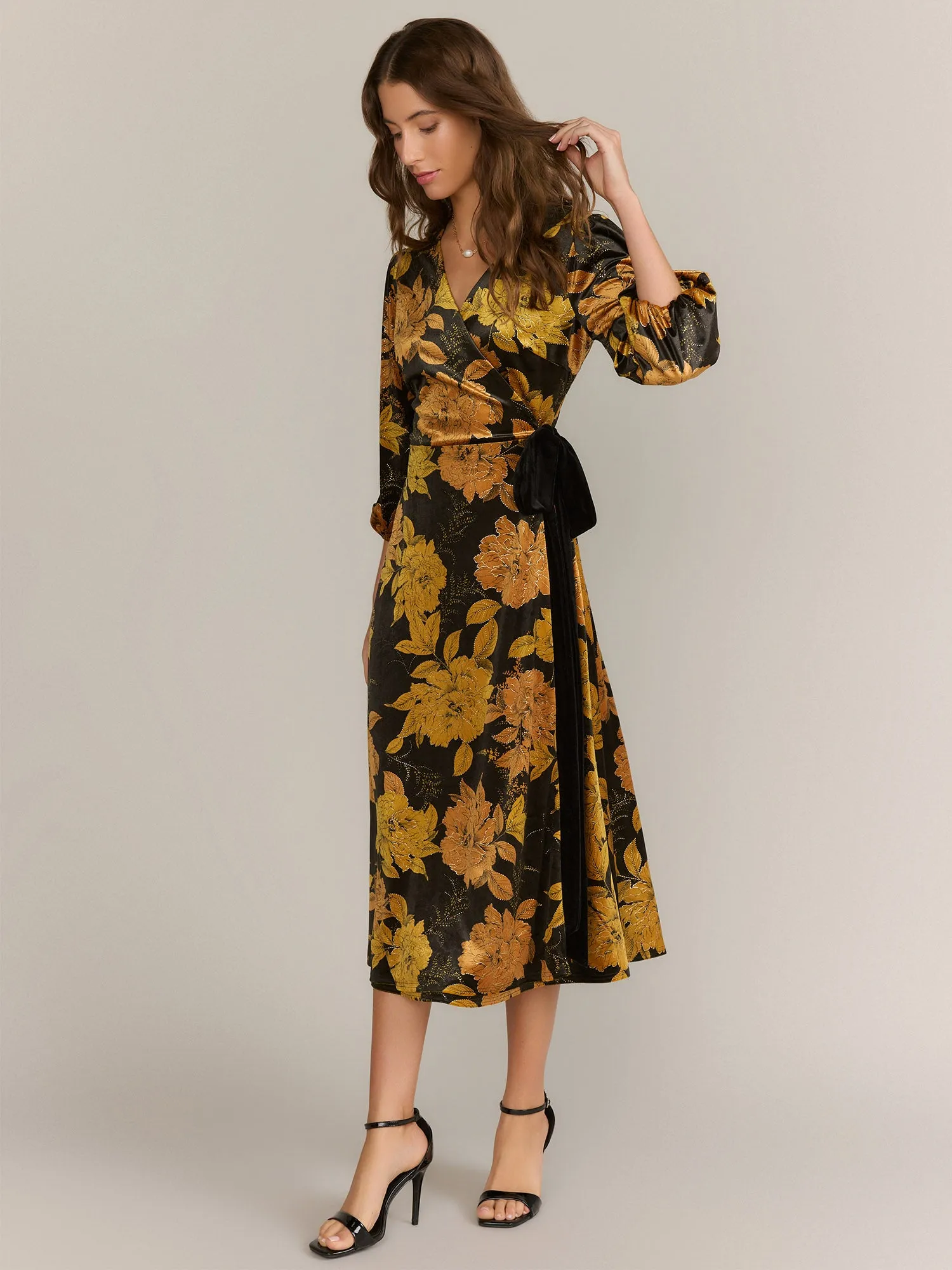 Lena Velvet Floral Wrap Dress - Brands We Love