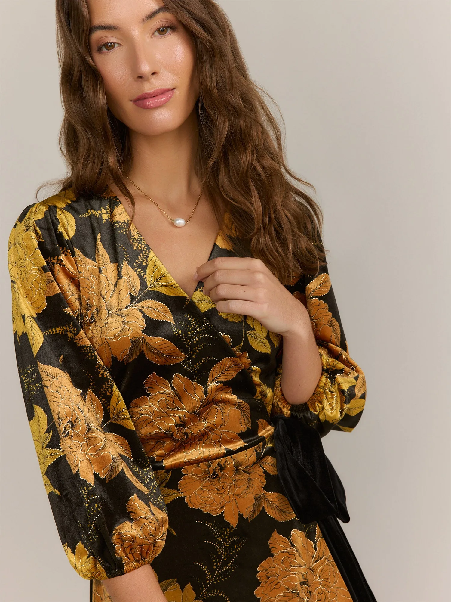 Lena Velvet Floral Wrap Dress - Brands We Love