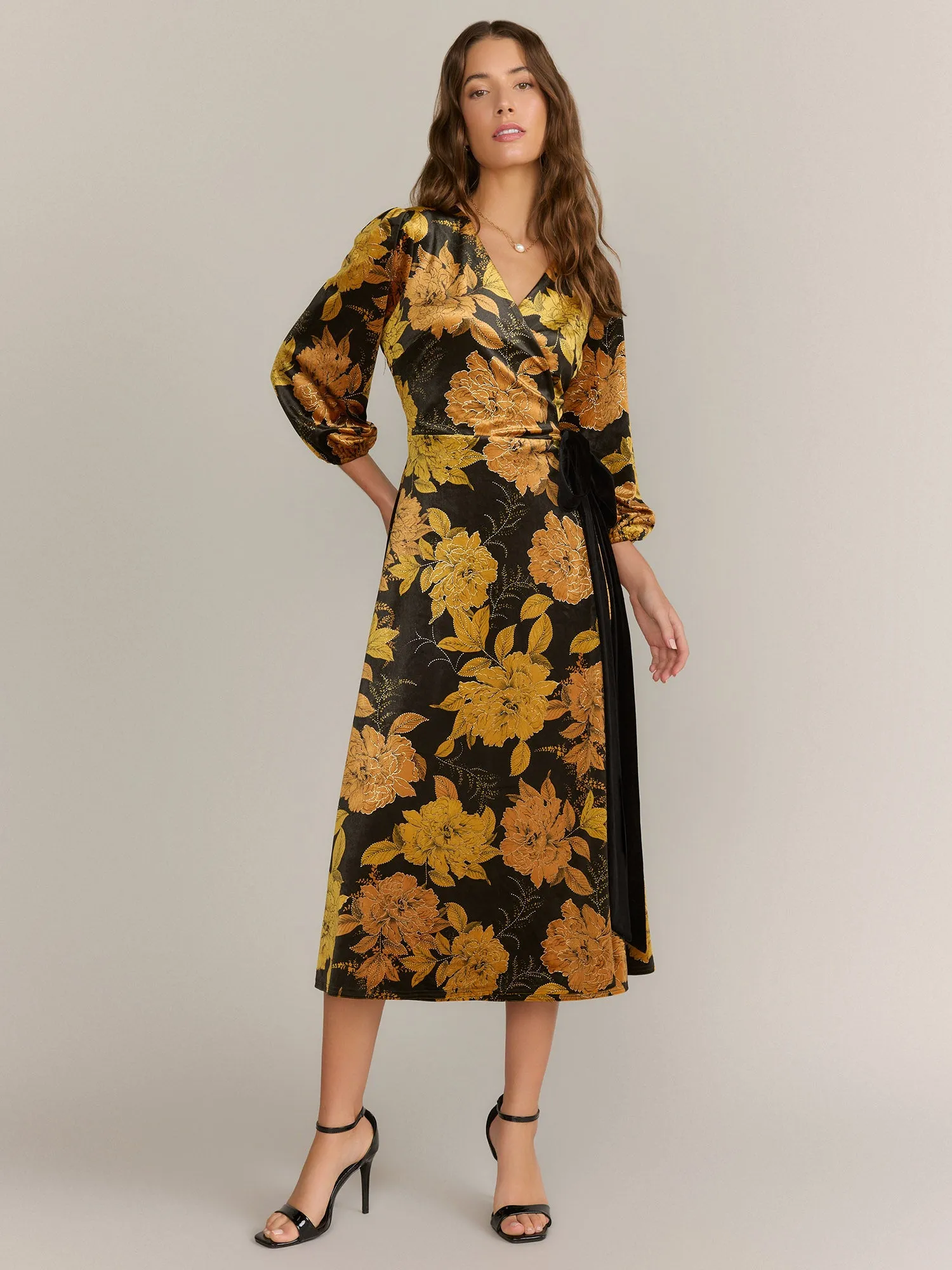 Lena Velvet Floral Wrap Dress - Brands We Love