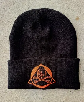 LIMITED EDITION SAINT VITUS HALLOWEEN ORANGE SKULL ON BLACK EMBROIDERED KNIT HAT