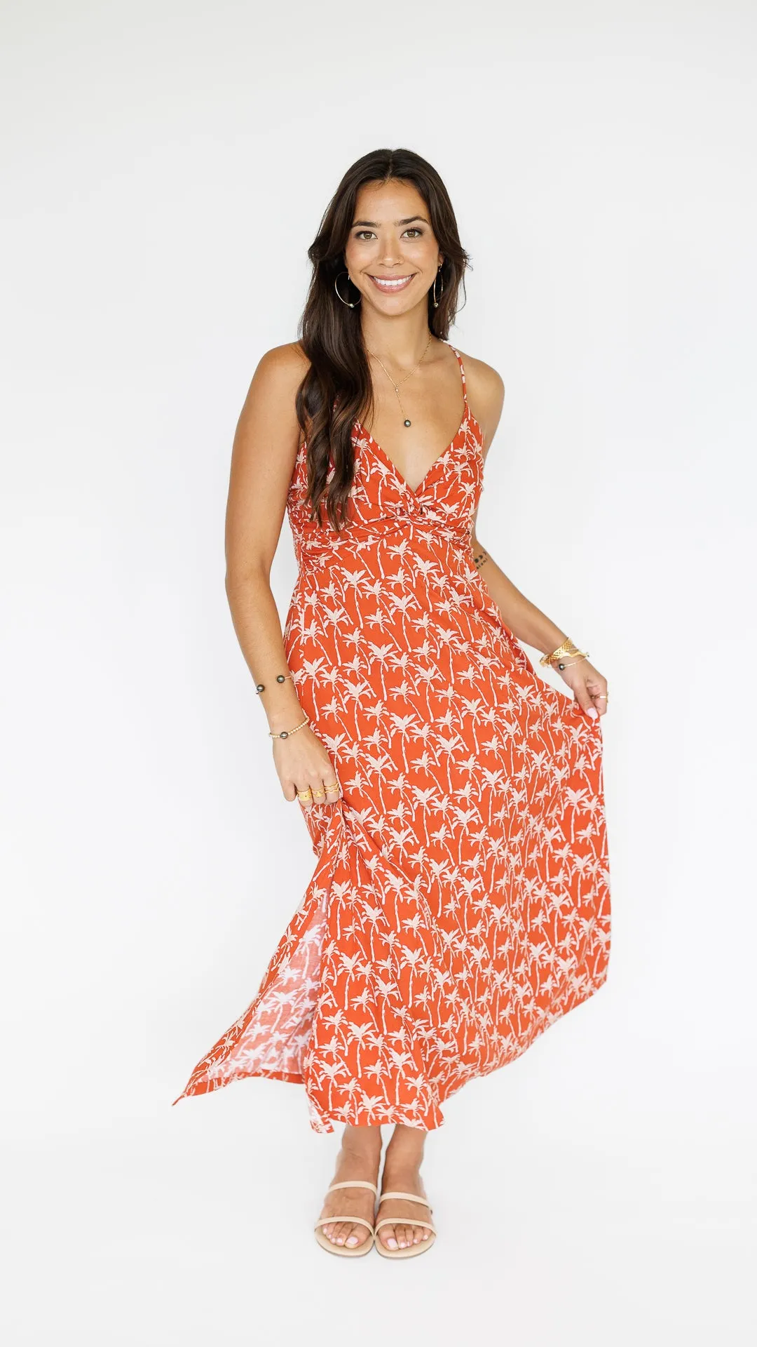 Lorena Dress / Terracotta Palm