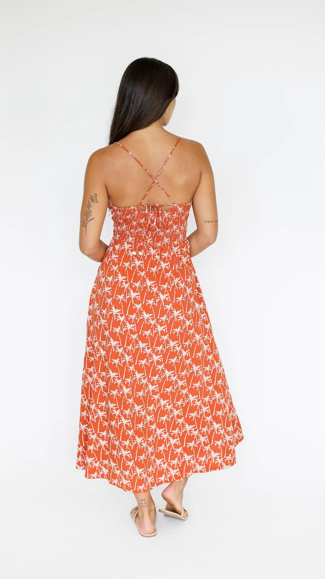 Lorena Dress / Terracotta Palm