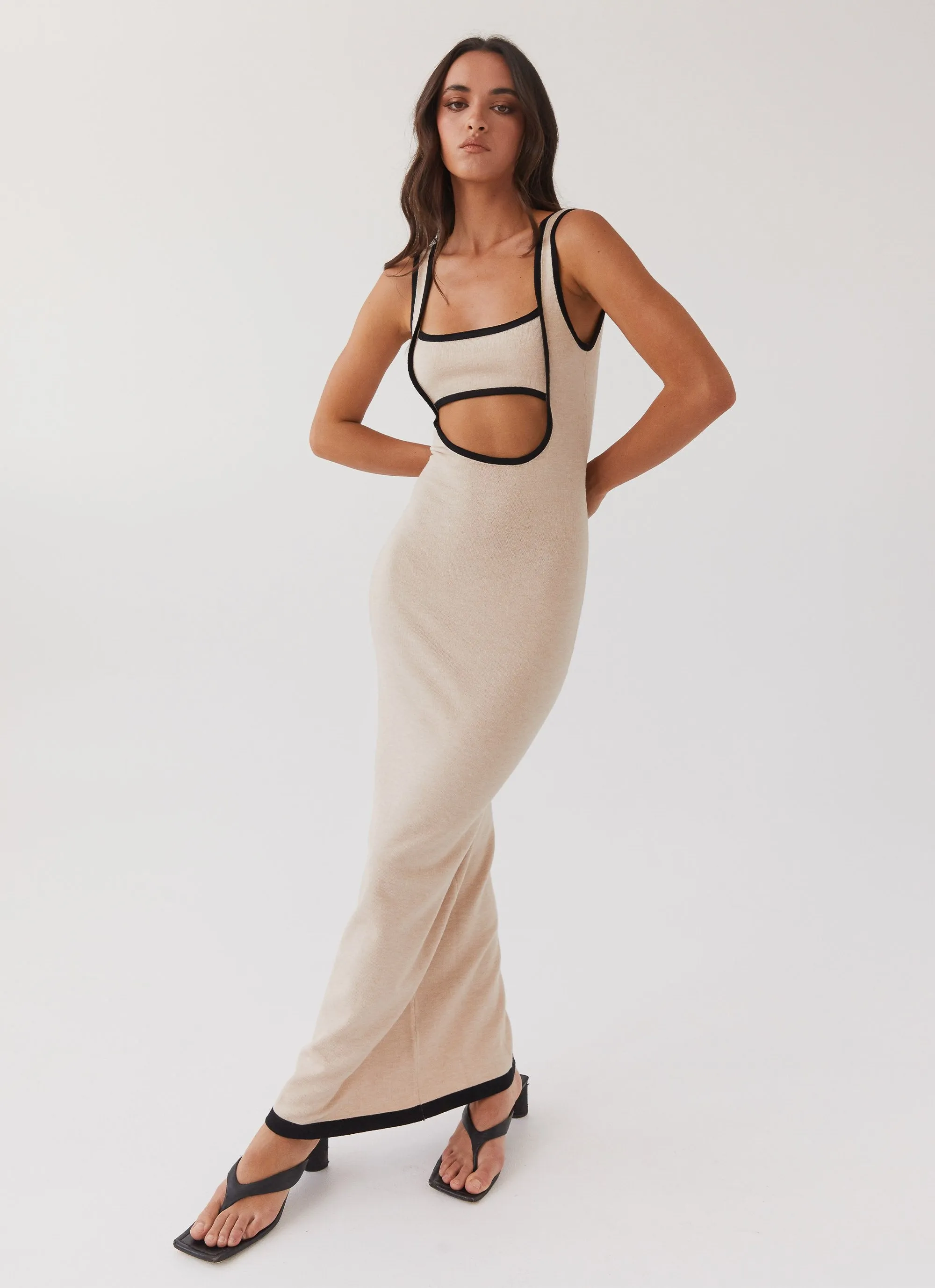 Lost In Paris Knit Maxi Dress - Tapioca