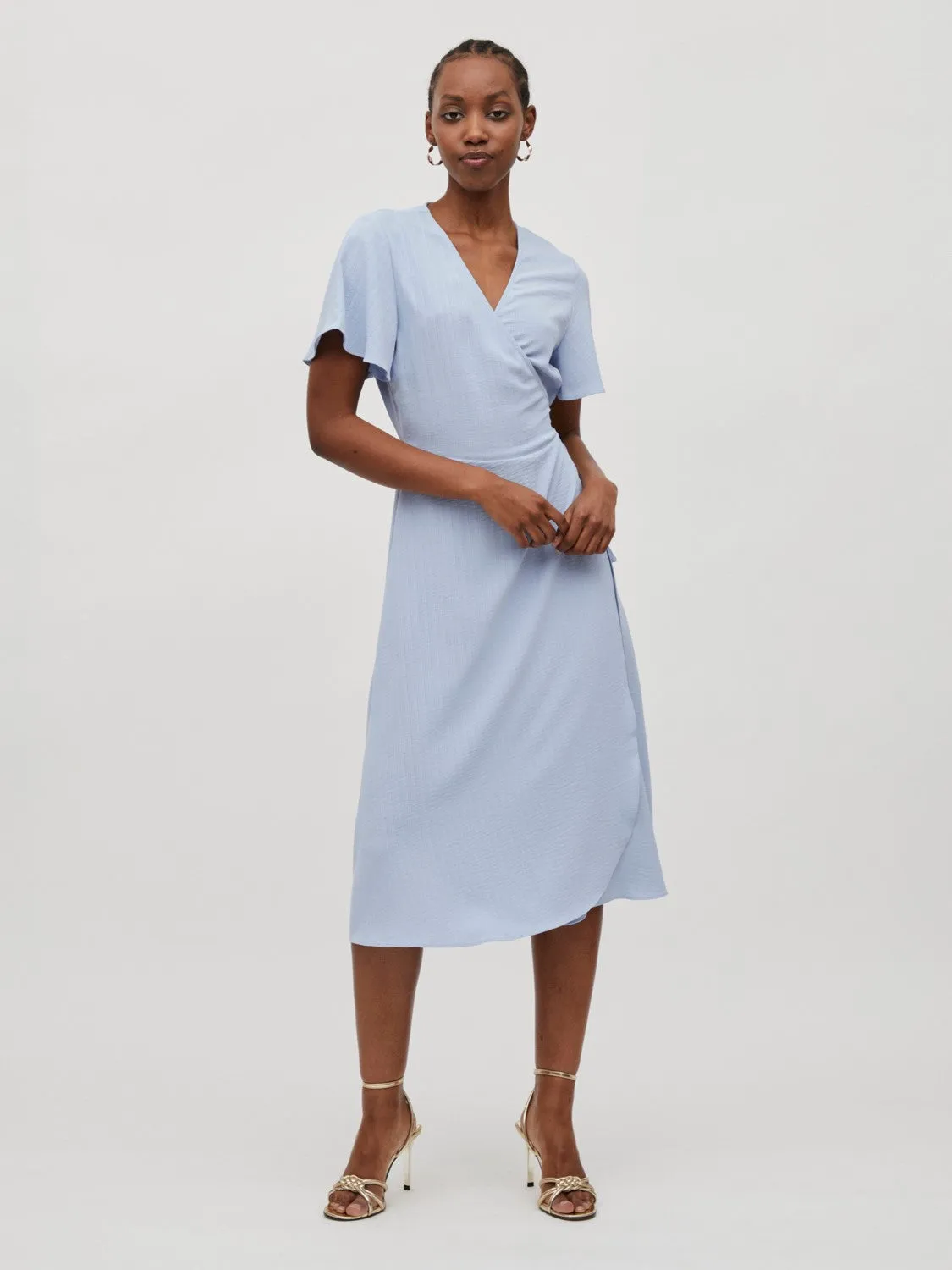 Lovie Wrap Midi Dress (Blue)