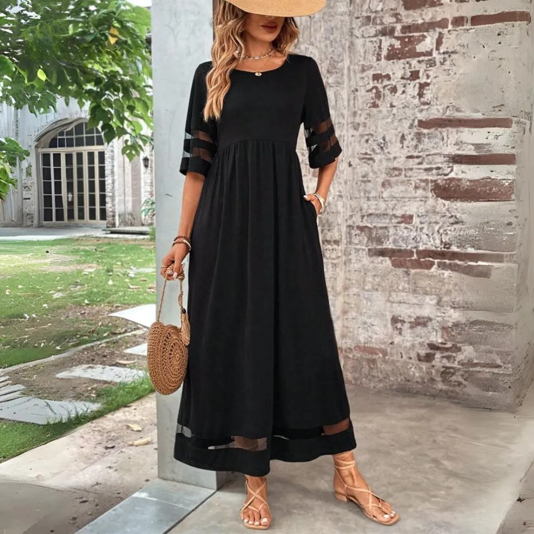 Luna - Elegant Maxi Dress with Sheer Sleeves