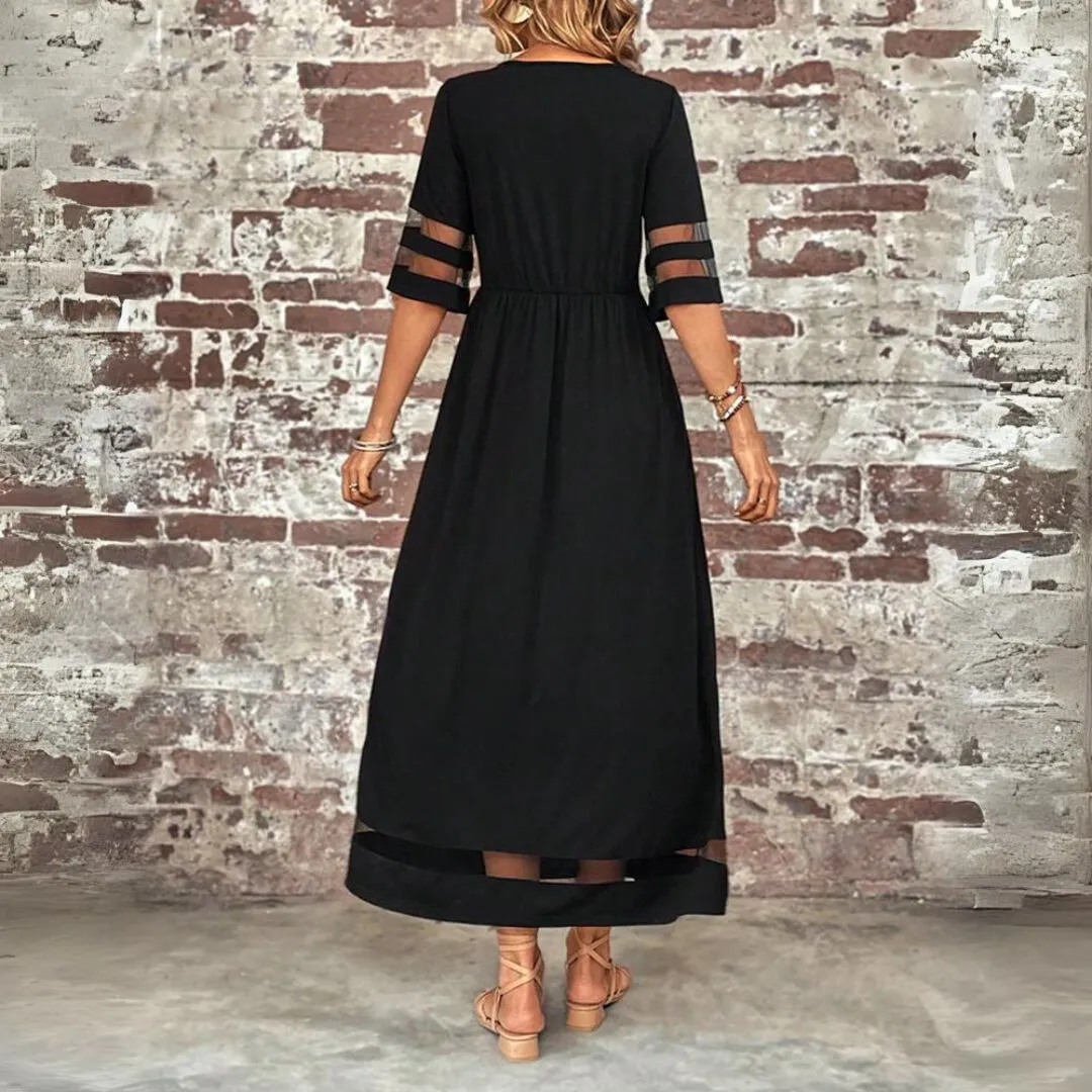 Luna - Elegant Maxi Dress with Sheer Sleeves