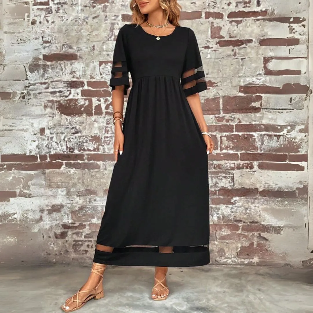 Luna - Elegant Maxi Dress with Sheer Sleeves