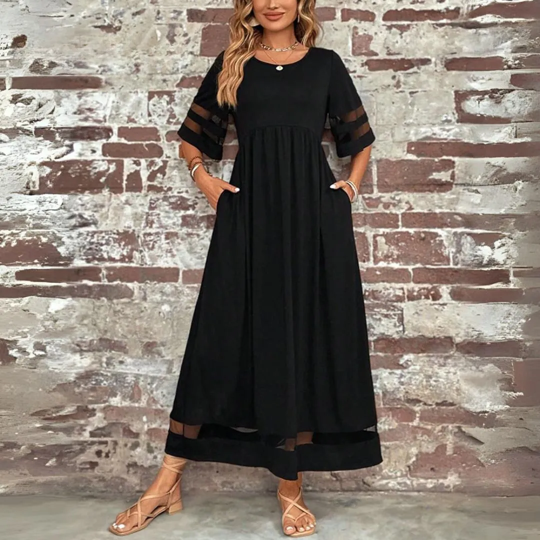 Luna - Elegant Maxi Dress with Sheer Sleeves