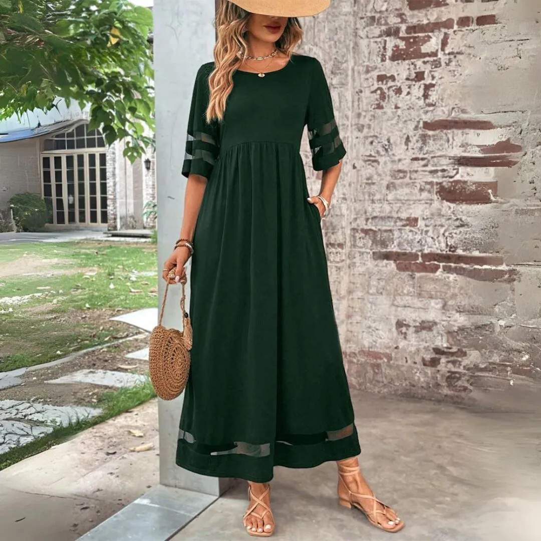 Luna - Elegant Maxi Dress with Sheer Sleeves