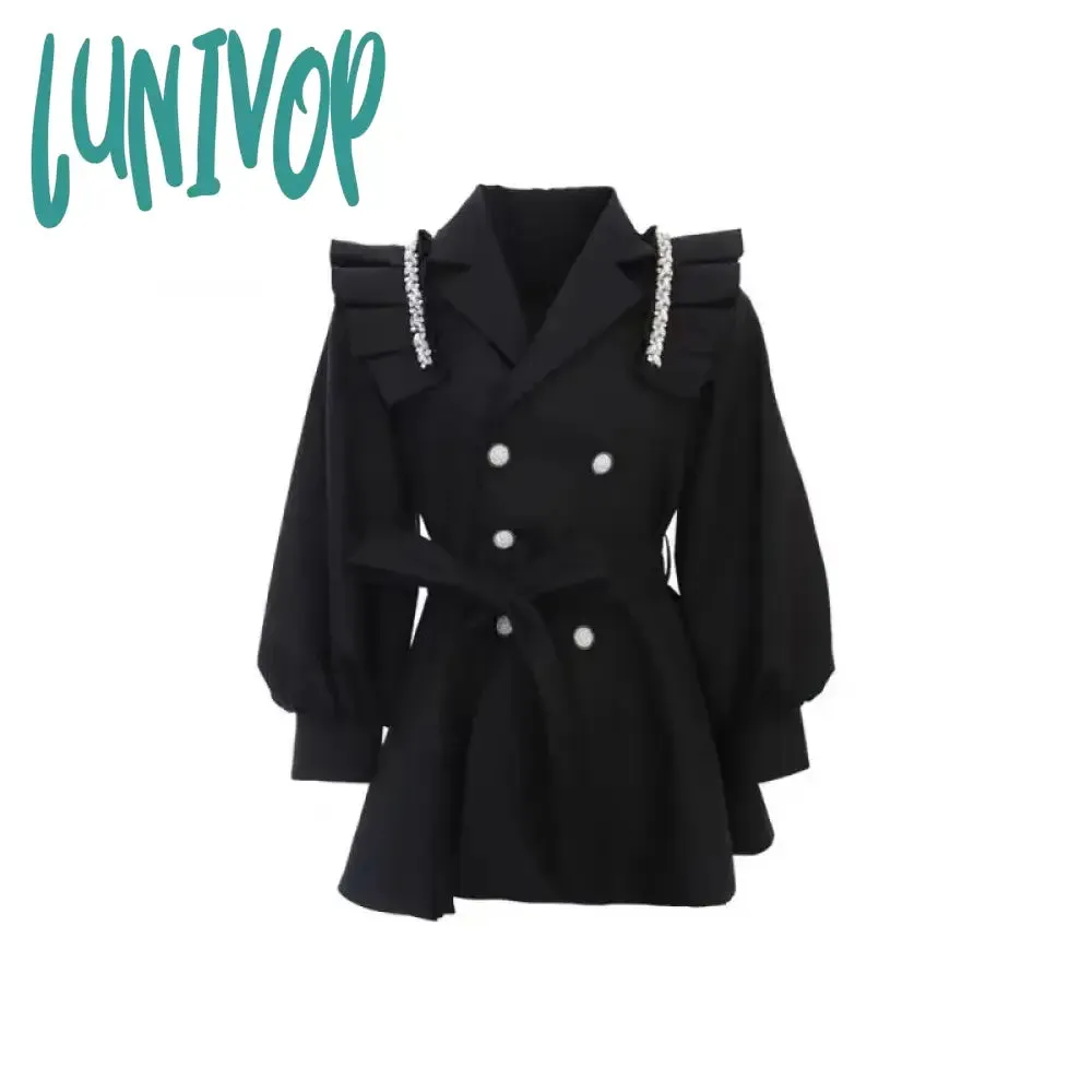 Lunivop Black Vintage Kawaii Dress Women Casuakl Y2k Designer Party Mini Dress Female Korean Fashion Slim Bow Japanese Cute Dress