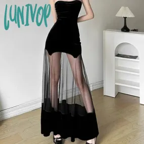 Lunivop Corset Y2k Bodycon Elegant New Women's Dress 2024 Spring Fashion Sexy Halter Backless Mesh Party