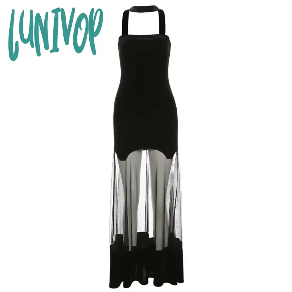 Lunivop Corset Y2k Bodycon Elegant New Women's Dress 2024 Spring Fashion Sexy Halter Backless Mesh Party