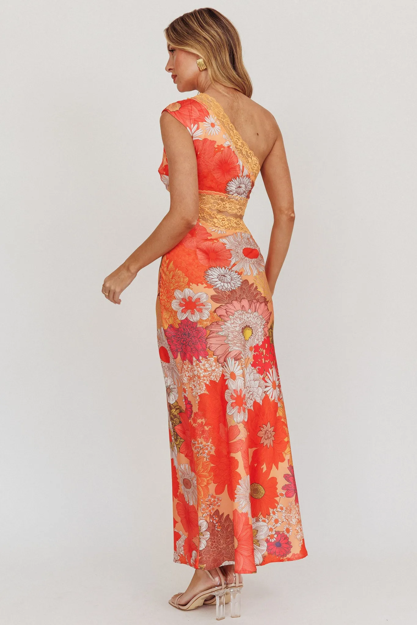 Mahli One-Shoulder Cut-Out Maxi Dress Floral