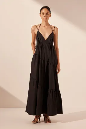 MAIORI TIERED MAXI DRESS - BLACK