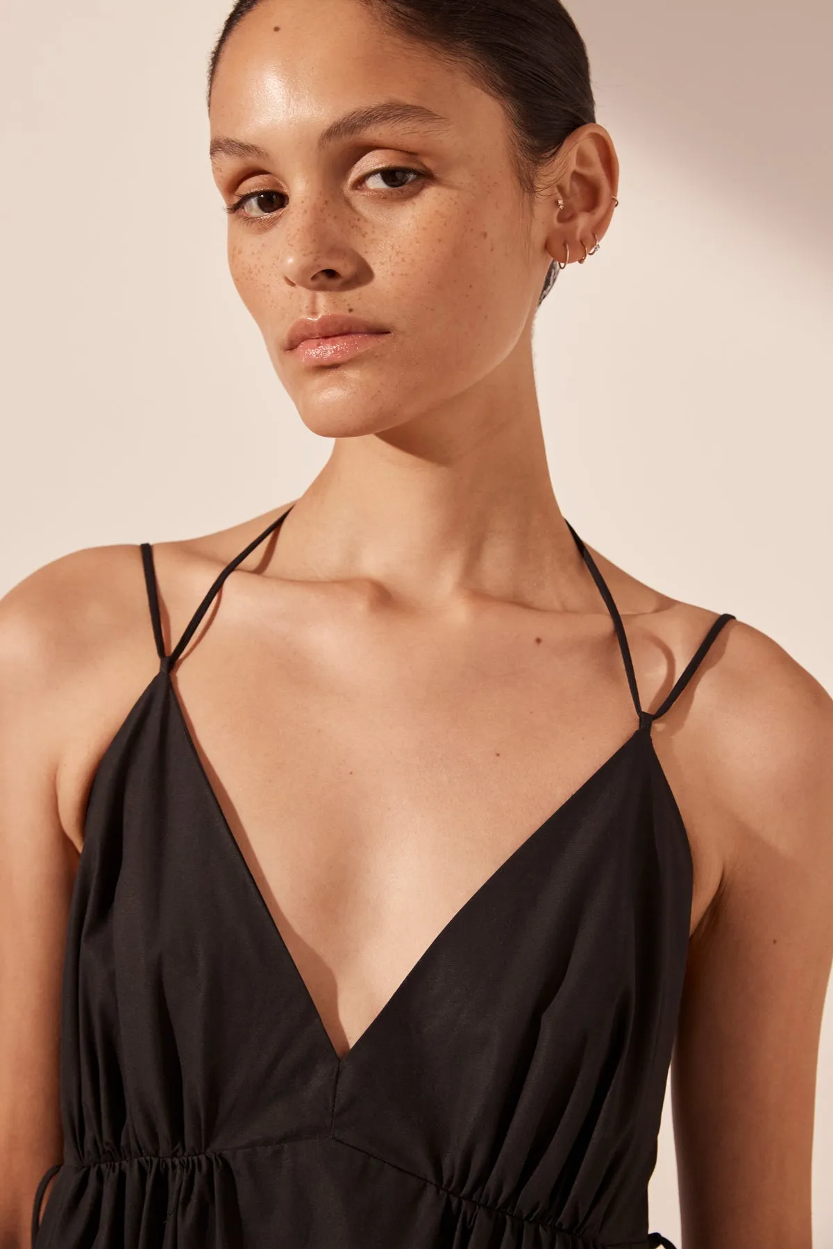 MAIORI TIERED MAXI DRESS - BLACK