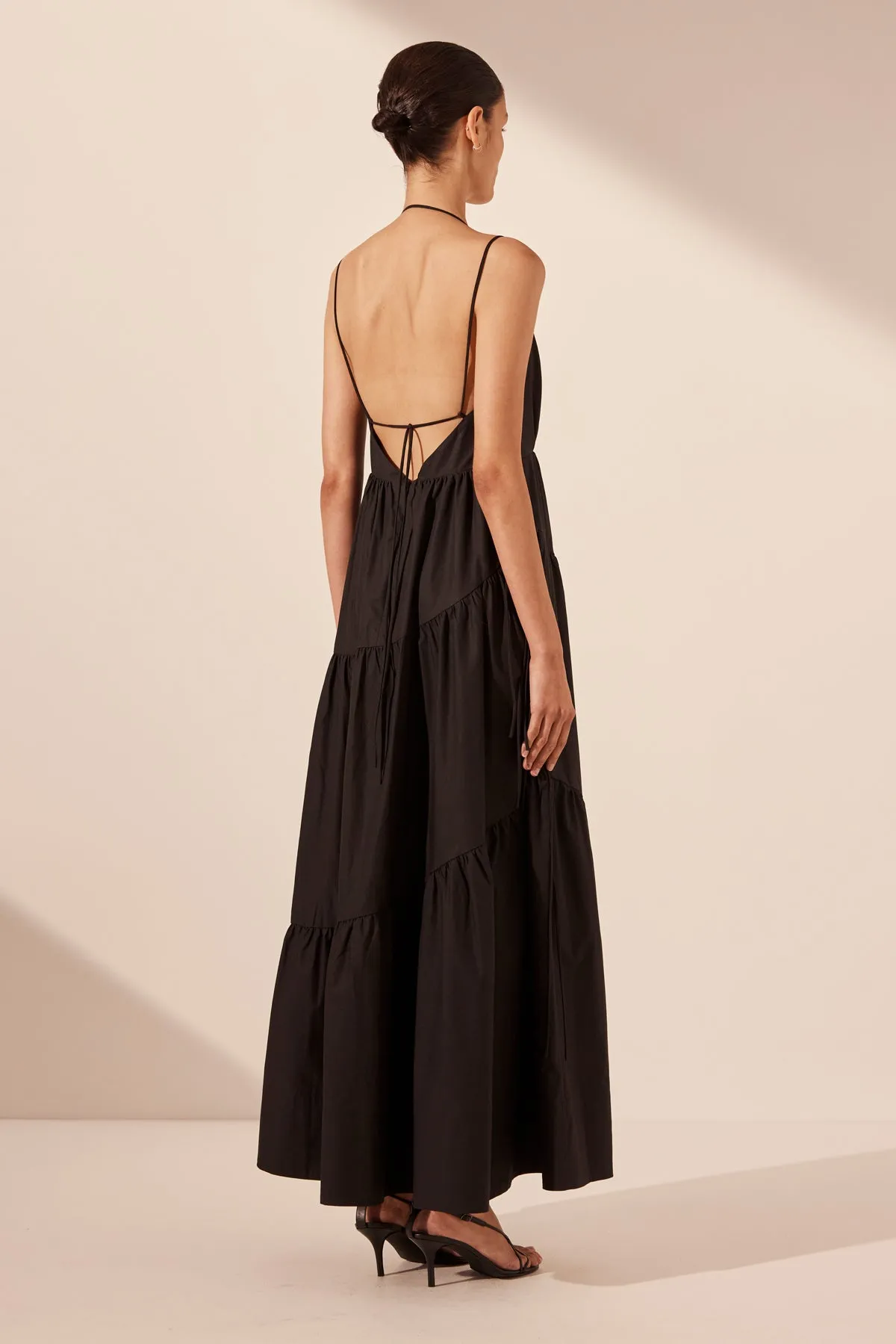 MAIORI TIERED MAXI DRESS - BLACK